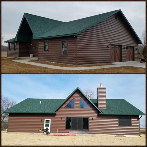 green metal roof house colors|green roof with grey siding.